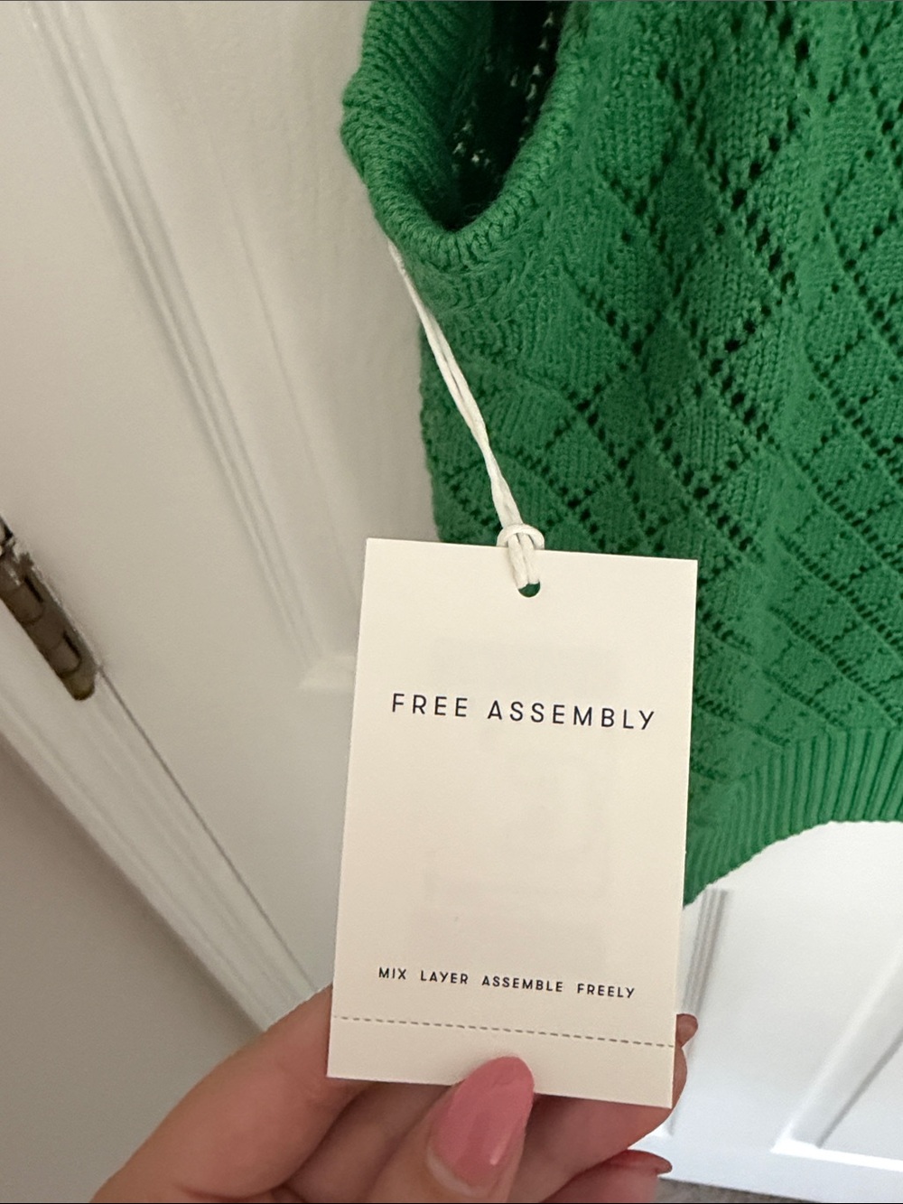 Green Openwork Off-the-Shoulder Knit Top - Picture 2 of 3